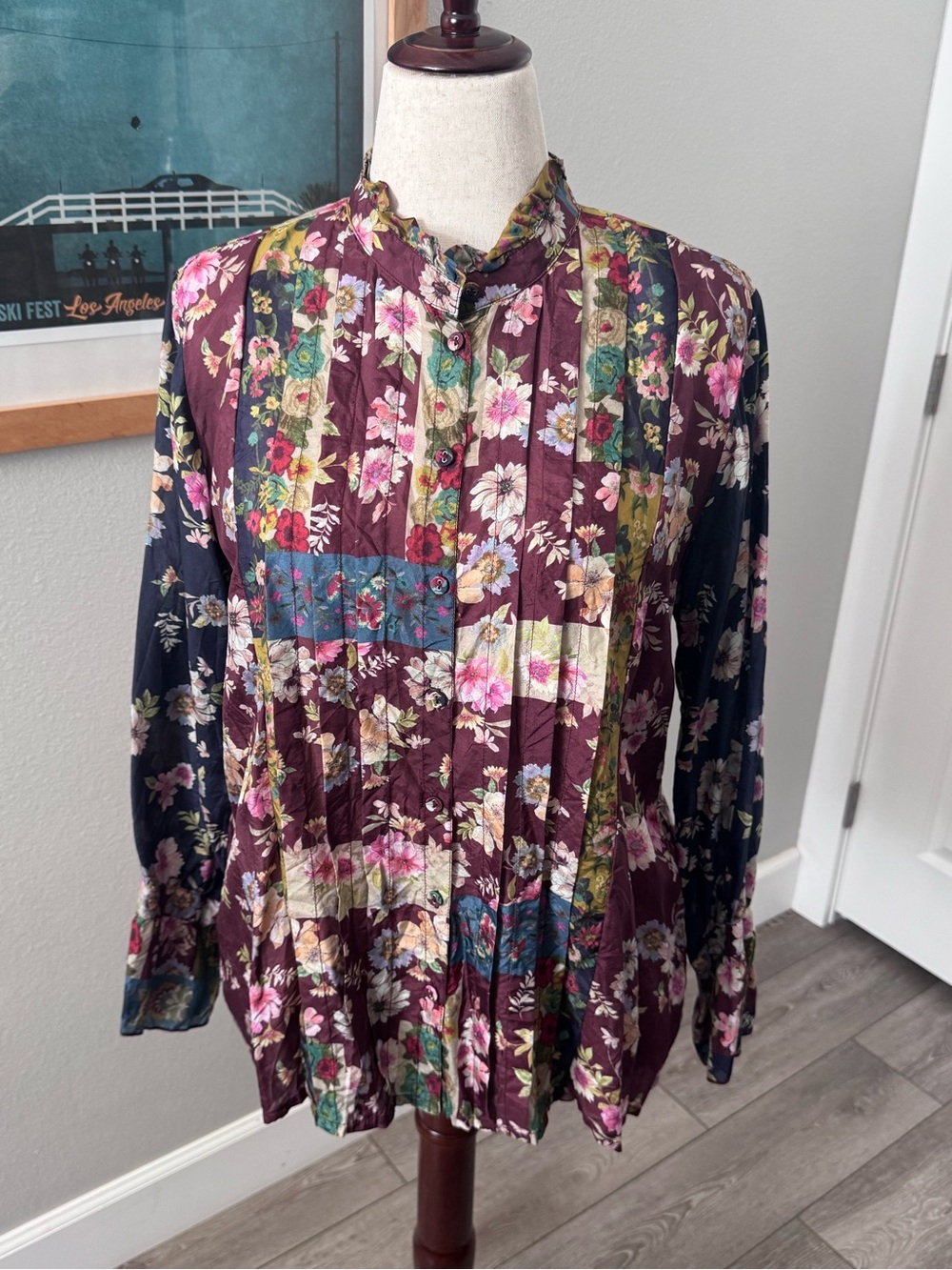 Johnny Was Silk Size Medium Multicolor Floral Blouse